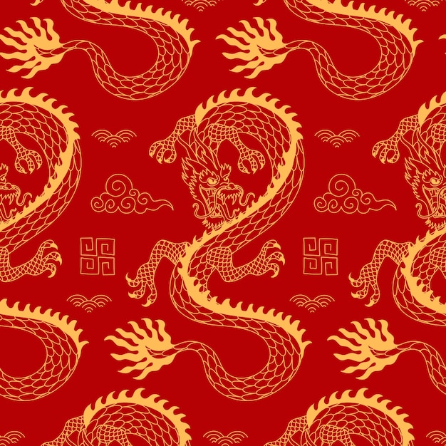 Vector hand drawn chinese dragon pattern