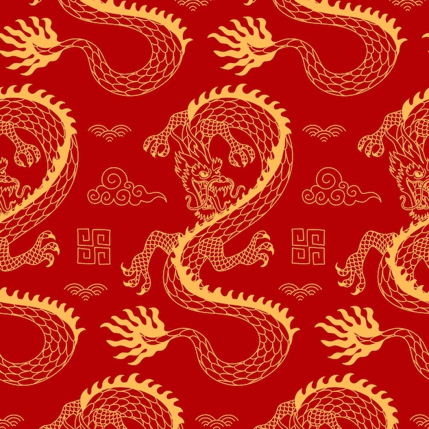 Hand drawn chinese dragon pattern