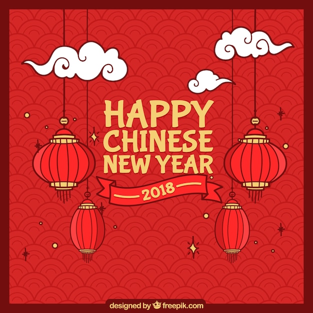 Hand drawn chinese new year background