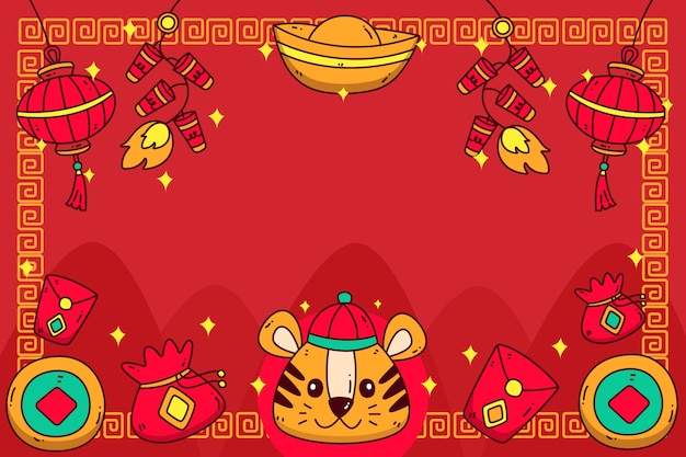 Hand drawn chinese new year background