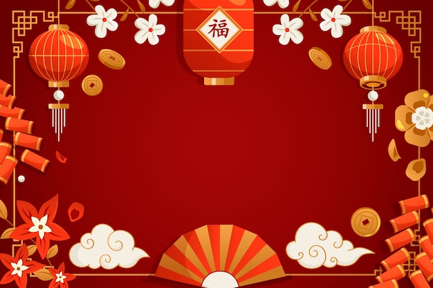 Hand drawn chinese new year background