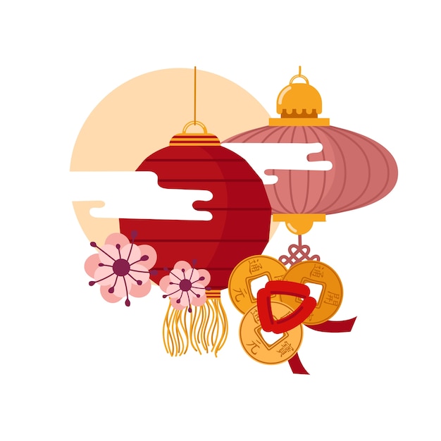 Vector hand drawn chinese new year composition