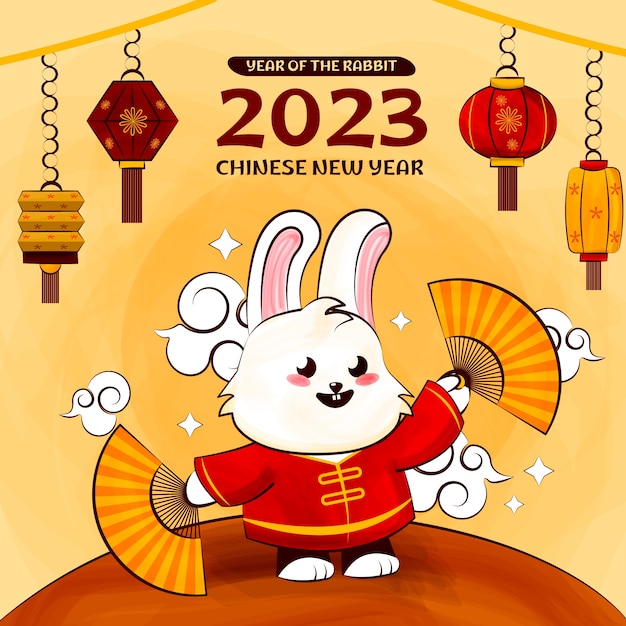 Illustrazione disegnata a mano del capodanno cinese