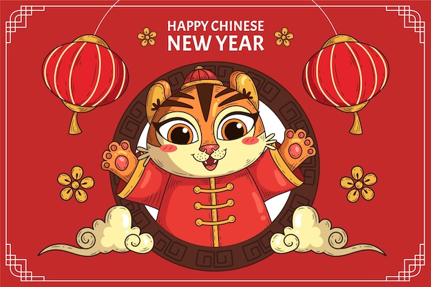 Hand drawn chinese new year illustration