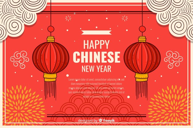 Vector hand drawn chinese new year