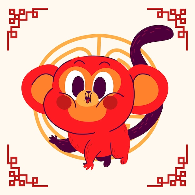 Vector hand drawn chinese zodiac animal illustration