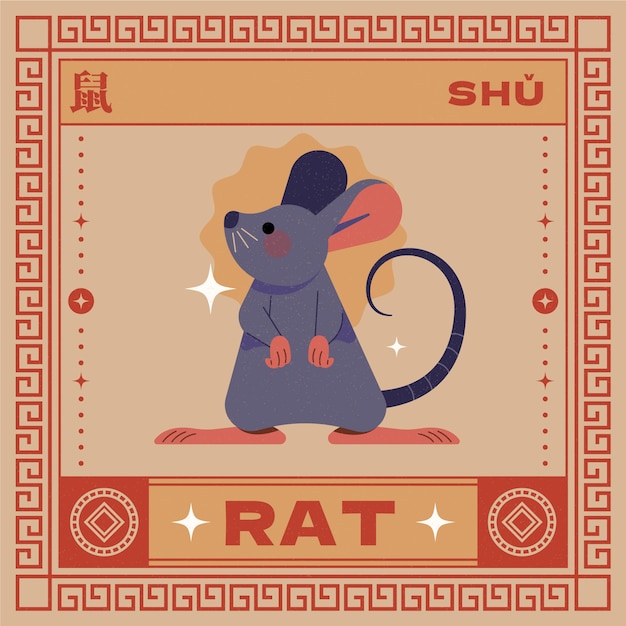 Vector hand drawn chinese zodiac animal template