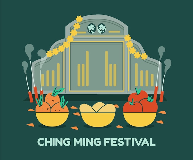 Vettore illustrazione disegnata a mano del festival di ching ming