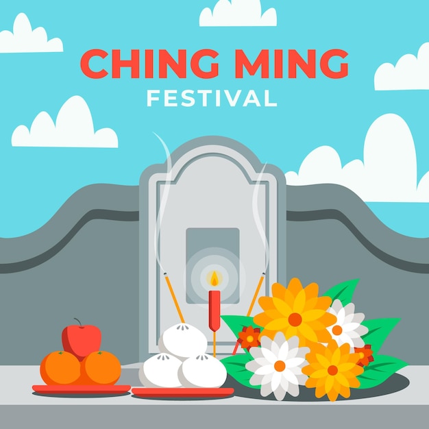 Нарисованная рукой иллюстрация фестиваля ching ming