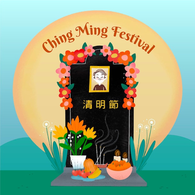 Illustrazione disegnata a mano del festival di ching ming