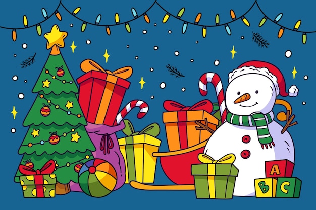 hand drawn christmas background