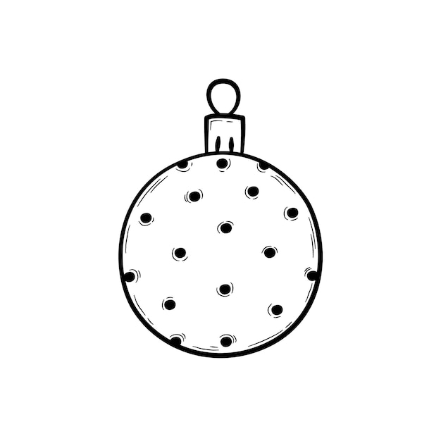 Vettore palla di natale disegnata a mano. giocattolo dell'albero delle vacanze, decorazione natalizia. elemento vettoriale in stile doodle.