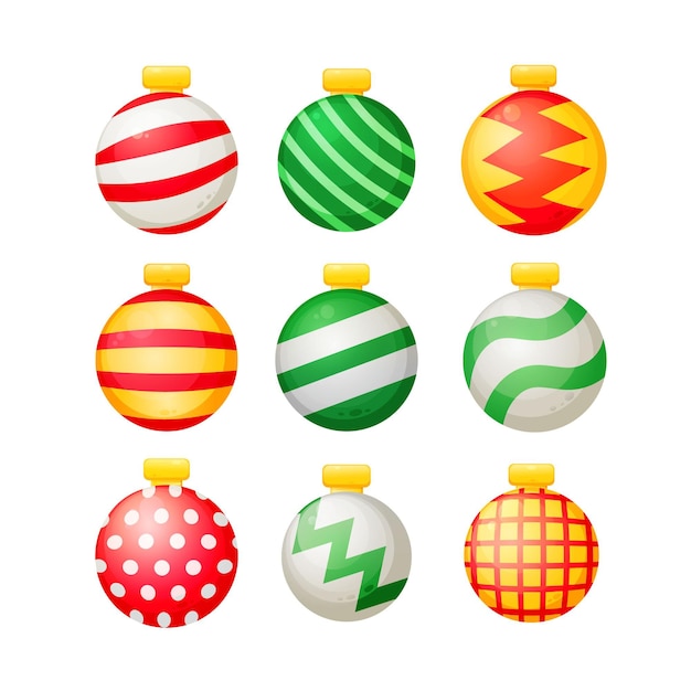 Vector hand drawn christmas ball ornaments collection