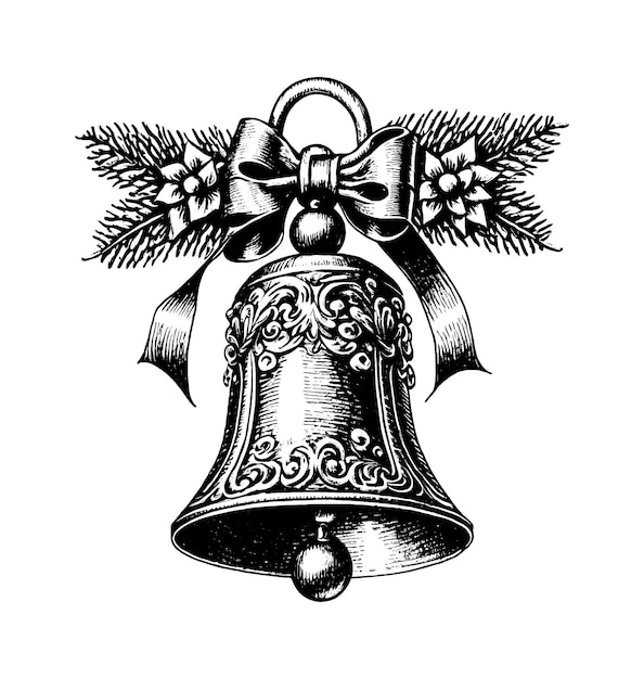 Hand drawn christmas bell