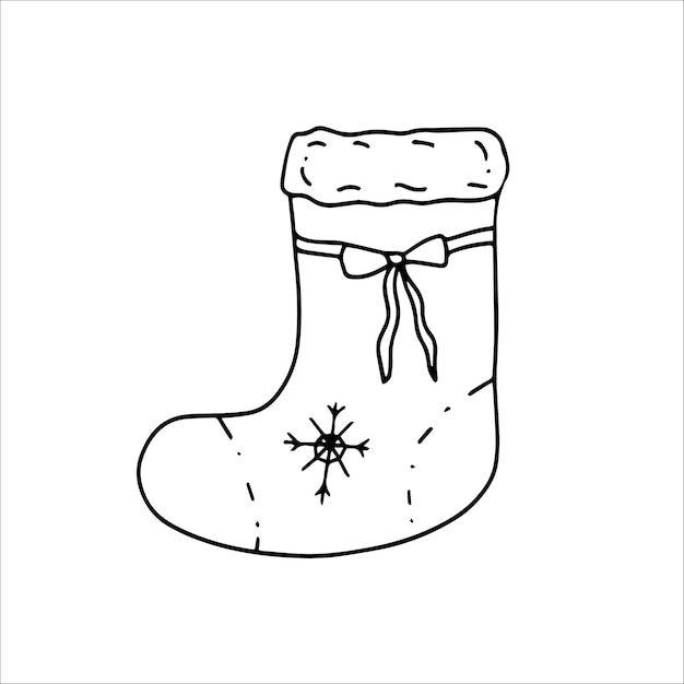 Hand drawn Christmas boot Doodle vector illustration