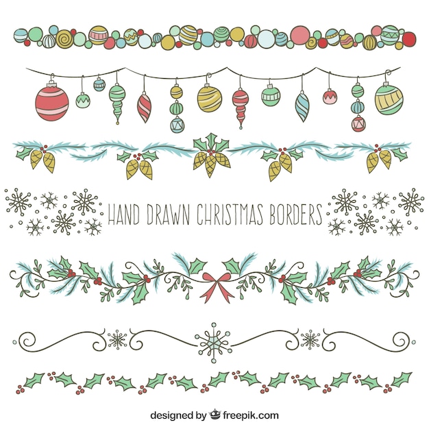 Vector hand drawn christmas borders