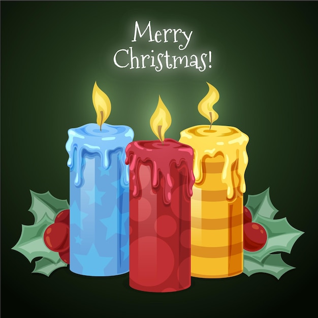 Vector hand drawn christmas candle background