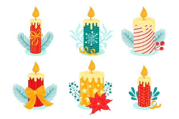 Hand drawn christmas candle collection