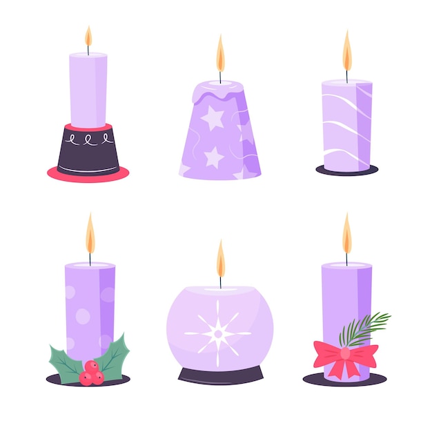 Collezione di candele di natale disegnate a mano