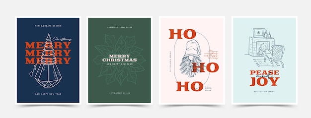 Vector hand drawn christmas cards or poster