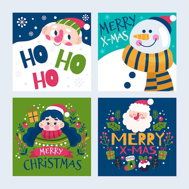 Hand drawn christmas cards template