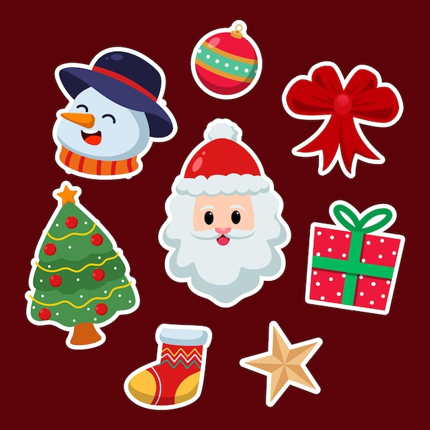 Vector hand drawn christmas characters and elements sticker