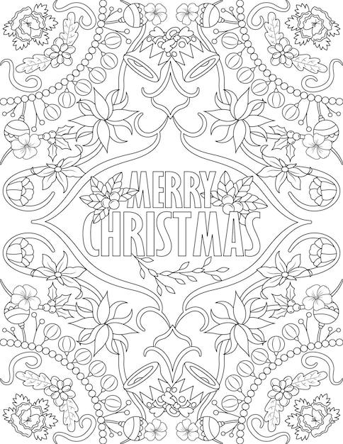 Vector hand drawn christmas coloring page