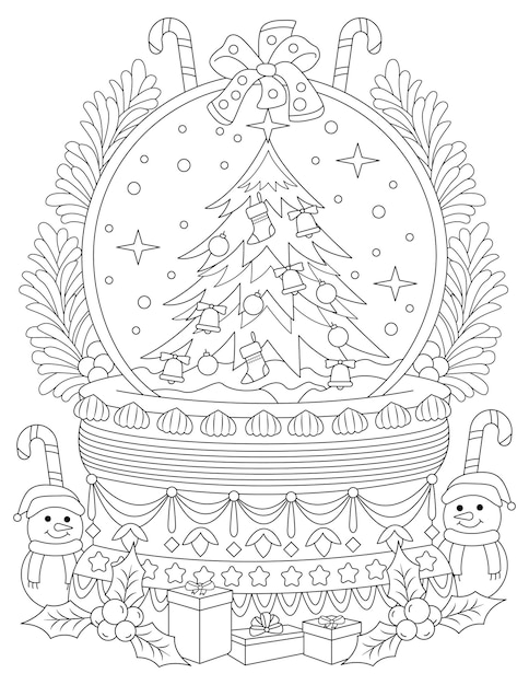 Vector hand drawn christmas coloring page