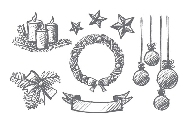 Vector hand drawn christmas concept sketch