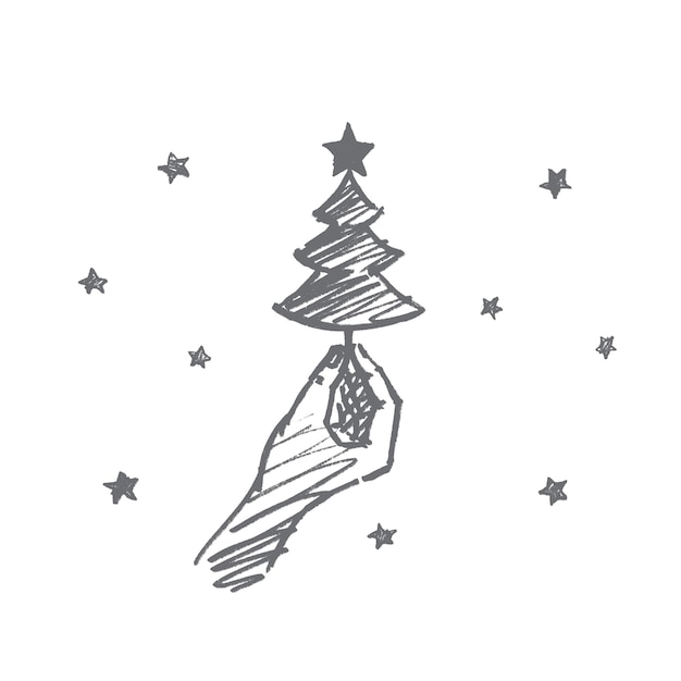 Vector hand drawn christmas concept sketch