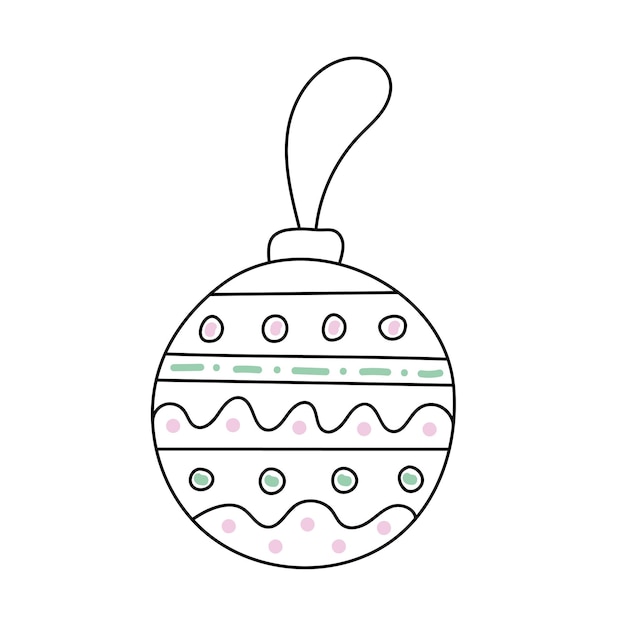 Hand drawn Christmas decoration ball with a pattern