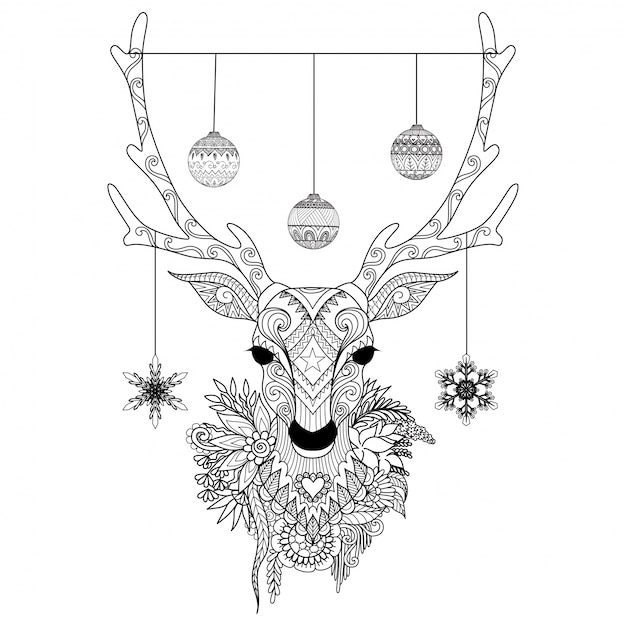 Hand drawn christmas deer