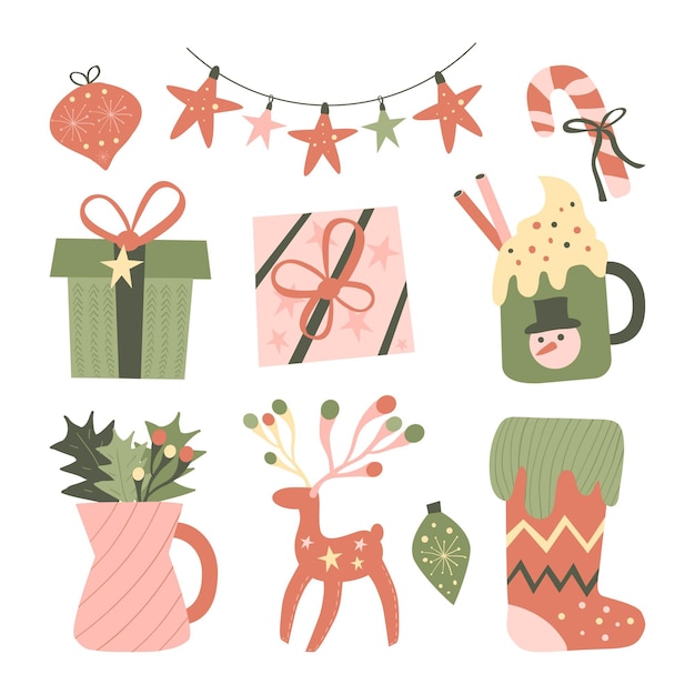Vector hand drawn christmas element collection