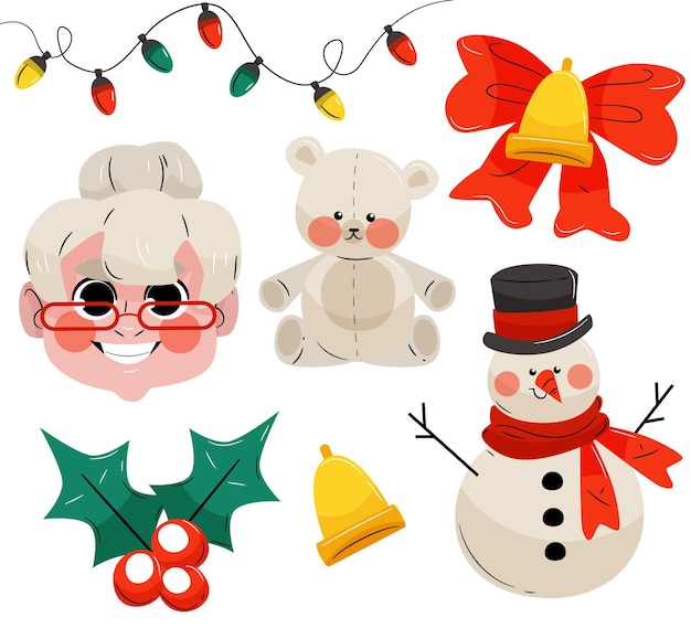 Vector hand drawn christmas element collection