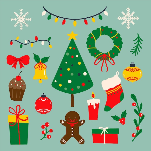 Vector hand drawn christmas element collection