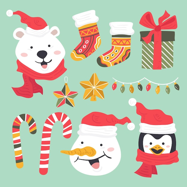 Vector hand drawn christmas element collection