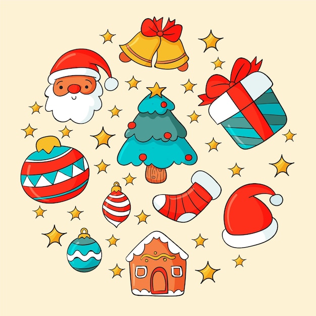 Vector hand drawn christmas elements collection