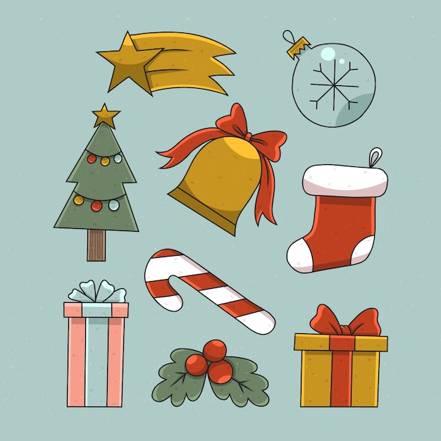 Vector hand drawn christmas elements collection