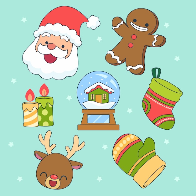 Vector hand drawn christmas elements collection