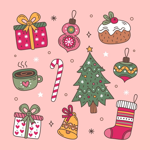 Vector hand drawn christmas elements collection