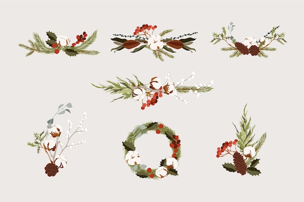 Vector hand drawn christmas elements collection