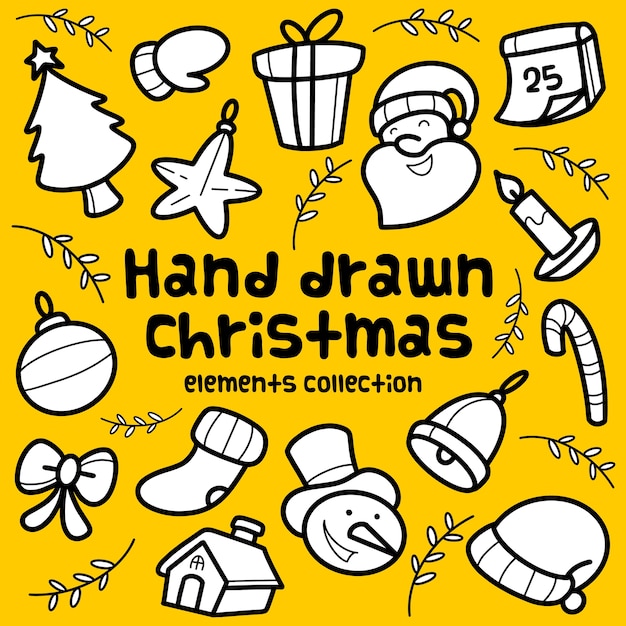 Hand drawn christmas elements collection