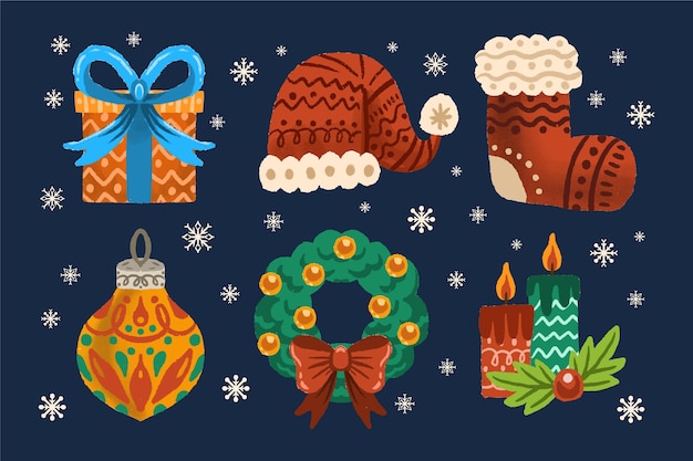 Vector hand drawn christmas elements pack