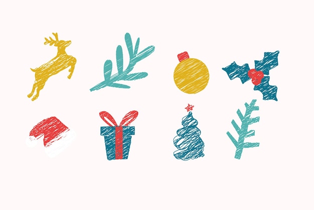 Hand drawn Christmas elements Vectors