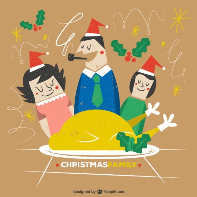 Vector hand drawn christmas family