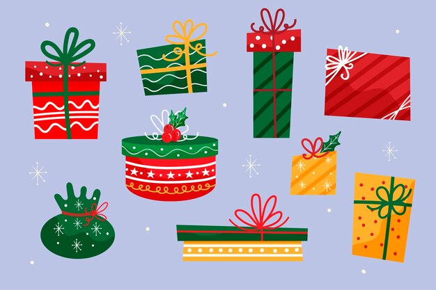 Vector hand drawn christmas gift collection