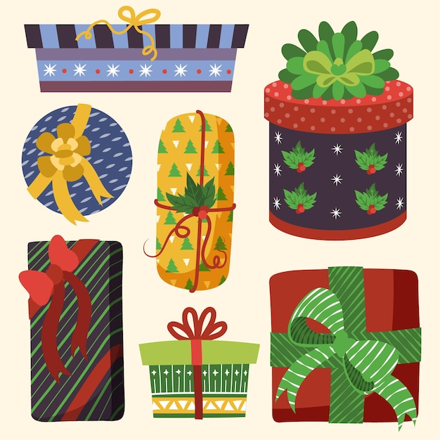 Vector hand drawn christmas gift collection