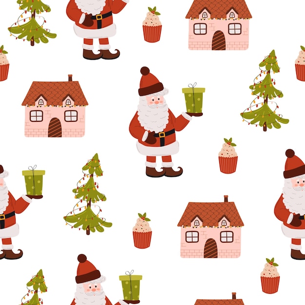 Hand Drawn Christmas or Holiday Pattern. Christmas pattern for surface design, wallpapers, fabrics