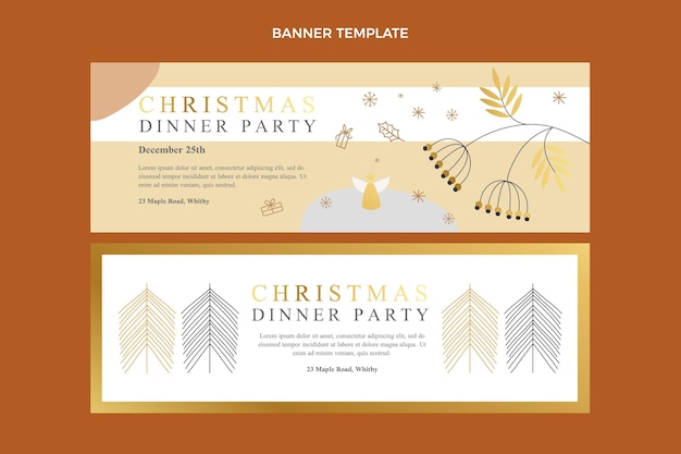 Hand drawn christmas horizontal banners set