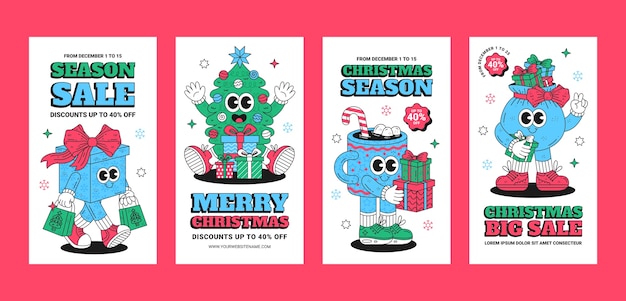 Hand drawn christmas instagram stories collection